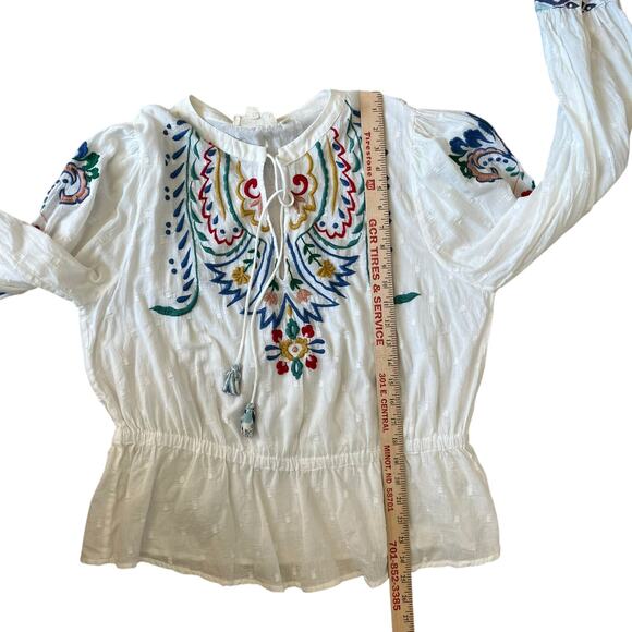 Forever That Girl for Anthropologie Peasant Blouse Shirt Size XL White Cotton - Picture 9 of 12